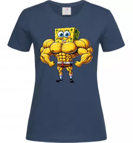 Женская футболка Спанч Боб м'язистий Темно-синий фото