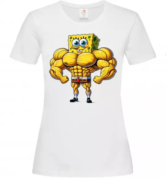 Женская футболка Спанч Боб м'язистий Белый фото