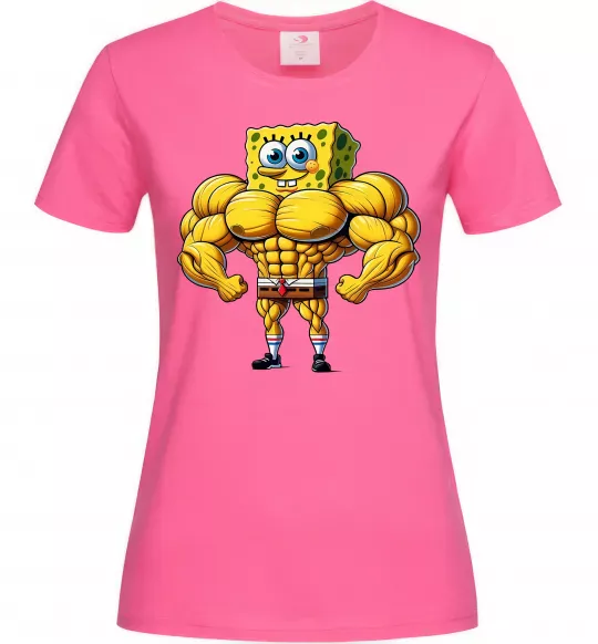 Женская футболка Спанч Боб м'язистий Ярко-розовый фото