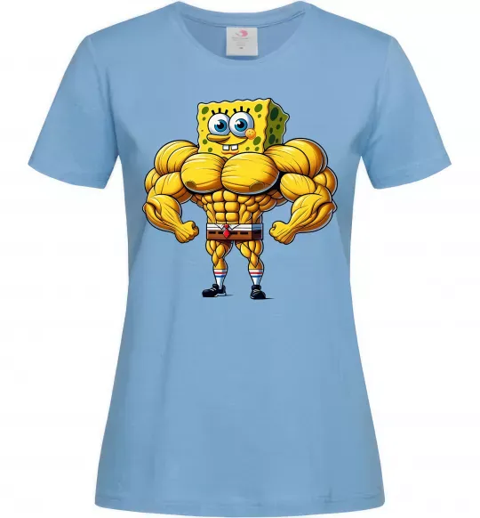 Женская футболка Спанч Боб м'язистий Голубой фото