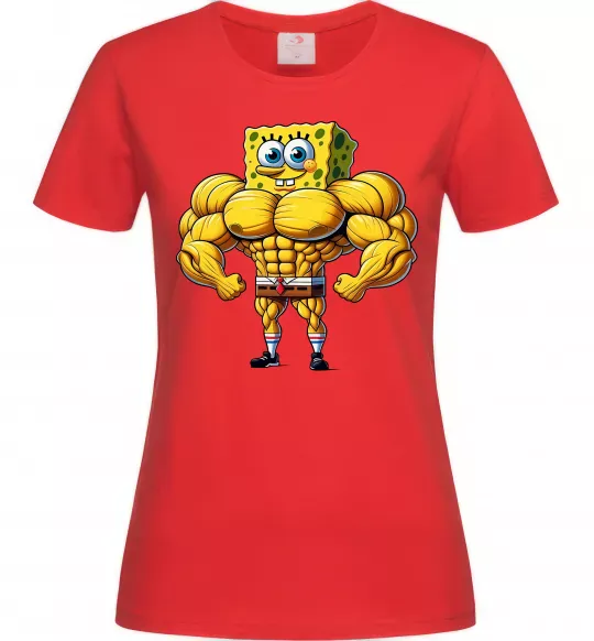 Женская футболка Спанч Боб м'язистий Красный фото