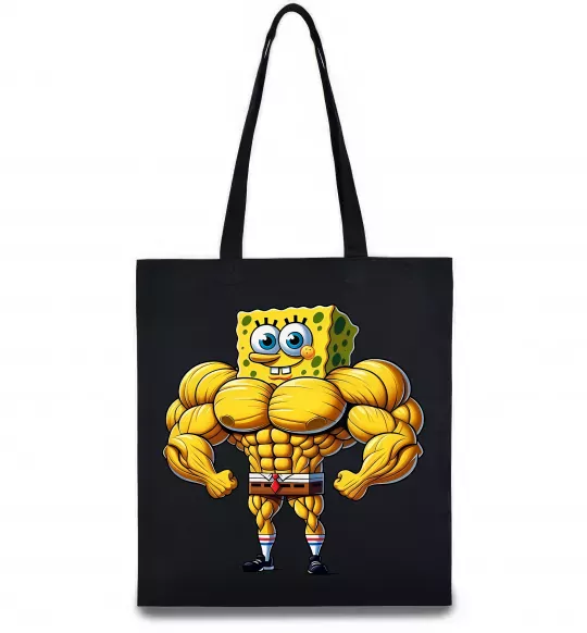 Еко-сумка Спанч Боб м'язистий Чорний фото