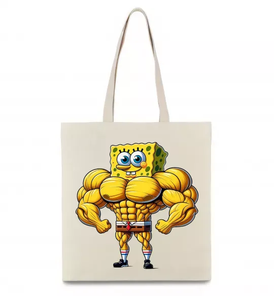 Еко-сумка Спанч Боб м'язистий Бежевий фото