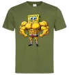 Чоловіча футболка Спанч Боб м'язистий Оливковий фото
