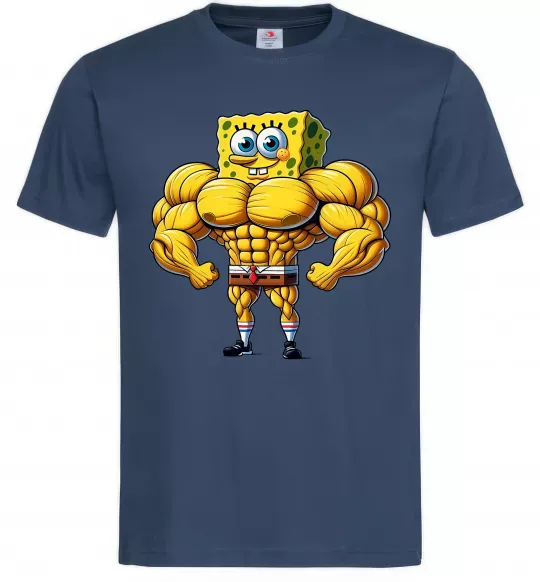 Чоловіча футболка Спанч Боб м'язистий Темно-синій фото