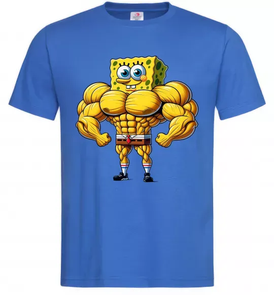 Чоловіча футболка Спанч Боб м'язистий Яскраво-синій фото