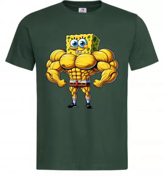 Чоловіча футболка Спанч Боб м'язистий Темно-зелений фото