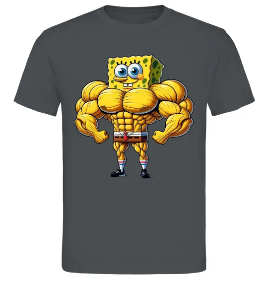 Чоловіча футболка Спанч Боб м'язистий Графіт фото