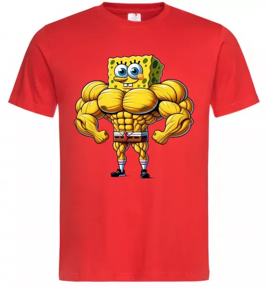 Чоловіча футболка Спанч Боб м'язистий Червоний фото
