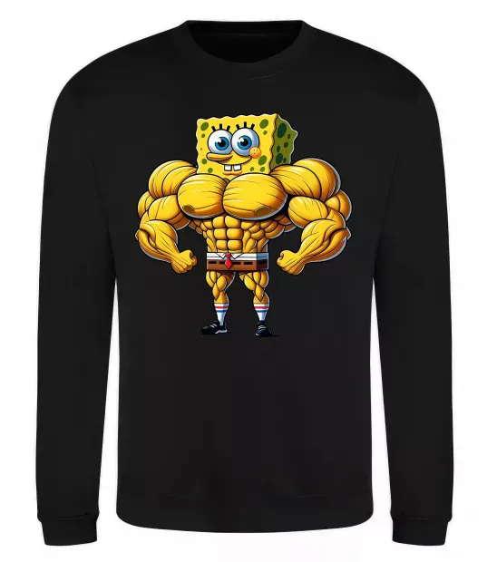 Свитшот Спанч Боб м'язистий Черный фото