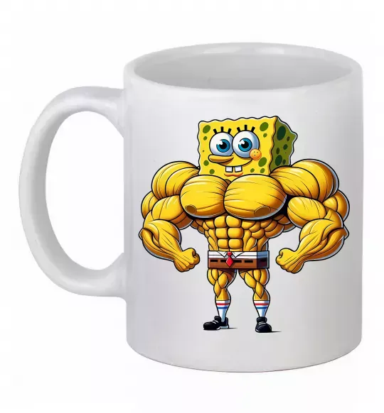 Чашка керамическая Спанч Боб м'язистий Белый фото