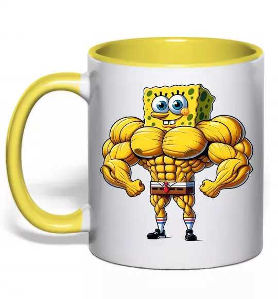 Чашка с цветной ручкой Спанч Боб м'язистий Солнечно желтый фото