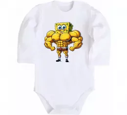 Детский боди Спанч Боб м'язистий Белый фото
