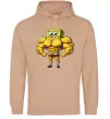 Мужская толстовка (худи) Спанч Боб м'язистий Песочный фото