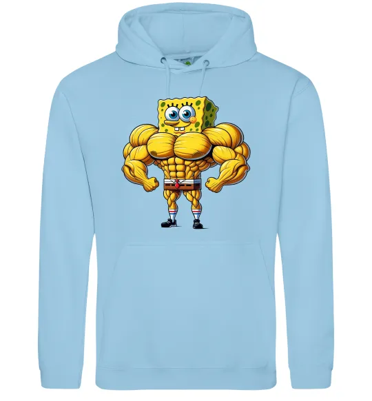 Женская толстовка (худи) Спанч Боб м'язистий Голубой фото