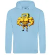 Женская толстовка (худи) Спанч Боб м'язистий Голубой фото