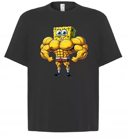 Футболка Оверсайз Спанч Боб м'язистий Черный фото