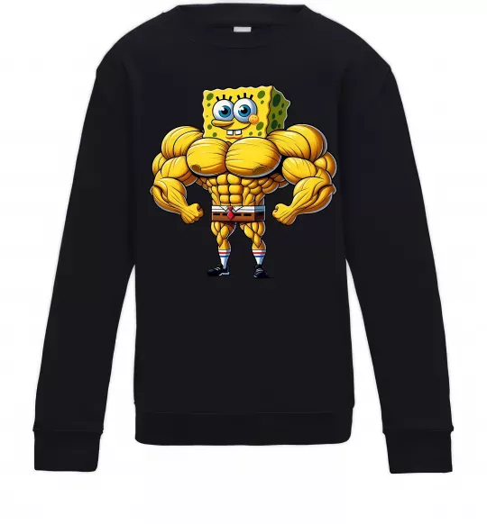 Детский Свитшот Спанч Боб м'язистий Черный фото