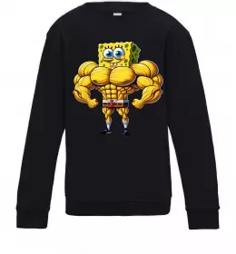 Детский Свитшот Спанч Боб м'язистий Черный фото