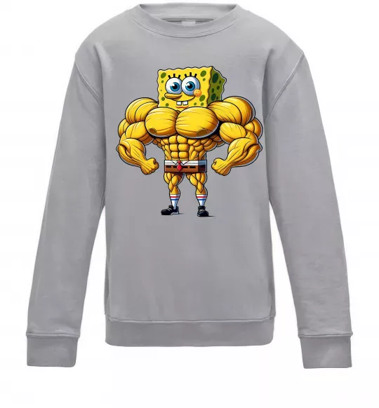 Детский Свитшот Спанч Боб м'язистий Серый меланж фото