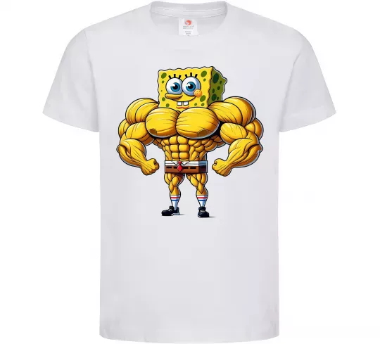 Дитяча футболка Спанч Боб м'язистий Білий фото