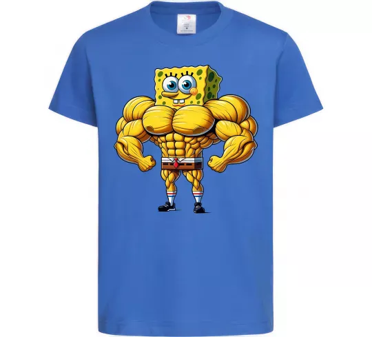 Дитяча футболка Спанч Боб м'язистий Яскраво-синій фото