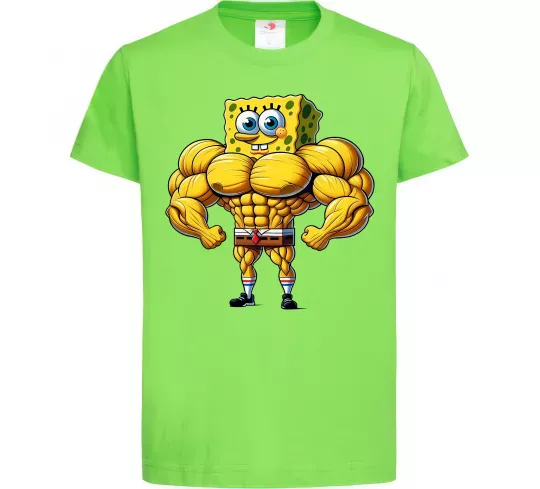 Дитяча футболка Спанч Боб м'язистий Лаймовий фото