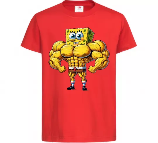 Дитяча футболка Спанч Боб м'язистий Червоний фото