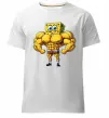 Чоловіча преміум футболка Спанч Боб м'язистий Білий фото