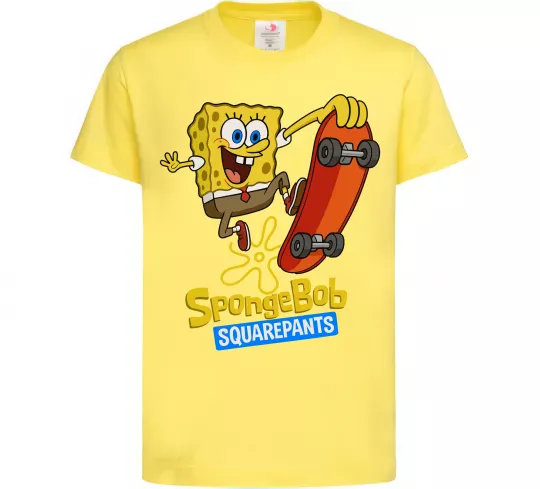 Дитяча футболка Спанч Боб на скейті Лимонний фото