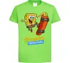 Дитяча футболка Спанч Боб на скейті Лаймовий фото