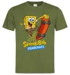 Мужская футболка Спанч Боб на скейті Оливковый фото