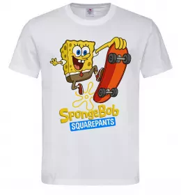 Мужская футболка Спанч Боб на скейті Белый фото