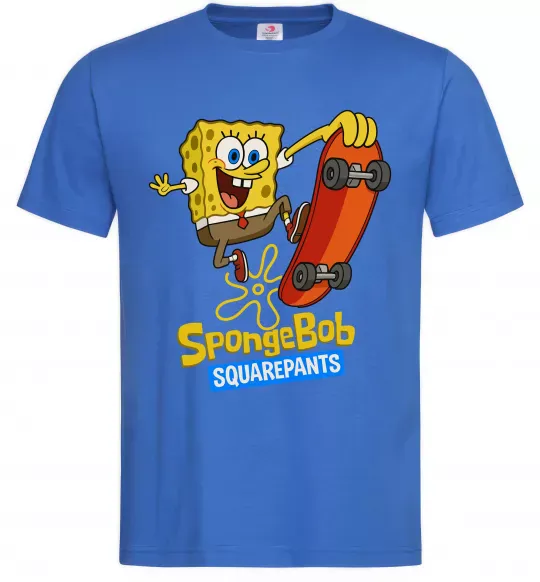 Мужская футболка Спанч Боб на скейті Ярко-синий фото