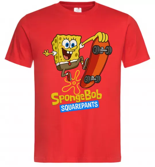 Мужская футболка Спанч Боб на скейті Красный фото