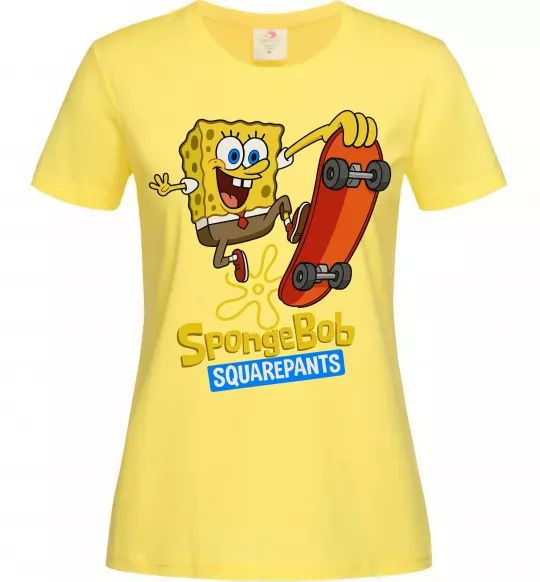 Женская футболка Спанч Боб на скейті Лимонный фото
