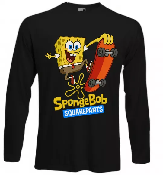 Лонгслив Спанч Боб на скейті Черный фото