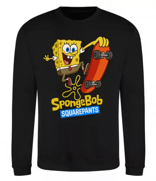 Свитшот Спанч Боб на скейті Черный фото
