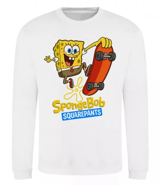 Свитшот Спанч Боб на скейті Белый фото