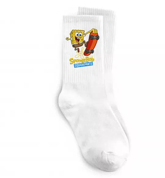 Носки Спанч Боб на скейті Белый фото