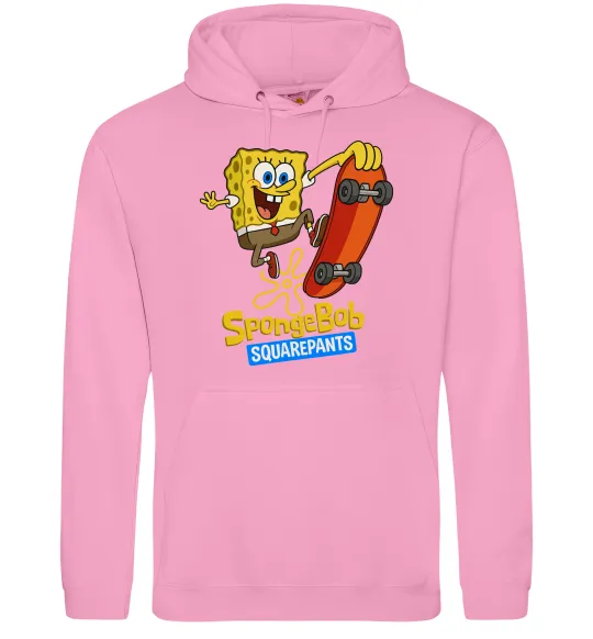 Женская толстовка (худи) Спанч Боб на скейті Розовый фото