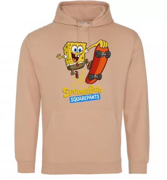 Женская толстовка (худи) Спанч Боб на скейті Песочный фото