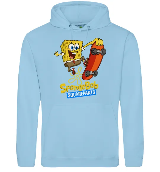 Женская толстовка (худи) Спанч Боб на скейті Голубой фото