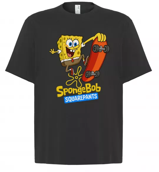 Футболка Оверсайз Спанч Боб на скейті Черный фото