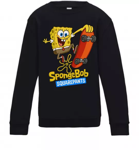Детский Свитшот Спанч Боб на скейті Черный фото
