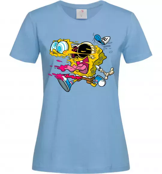 Жіноча футболка Губка Боб арт Блакитний фото