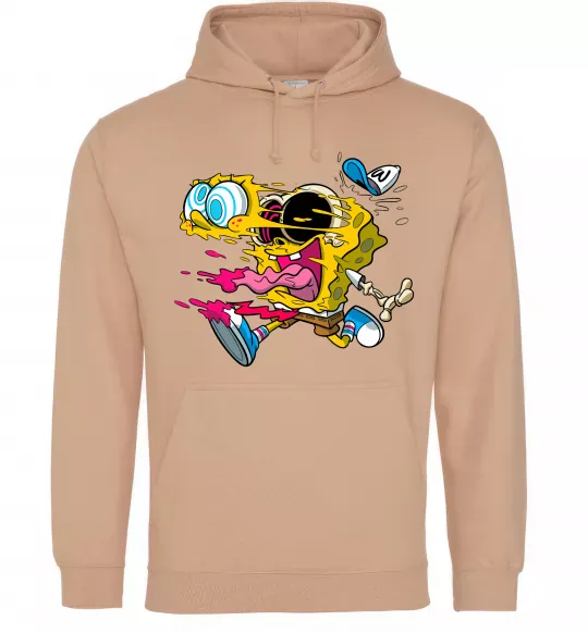 Мужская толстовка (худи) Губка Боб арт Песочный фото