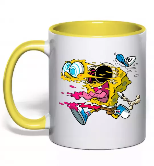 Чашка з кольоровою ручкою Губка Боб арт Сонячно жовтий фото