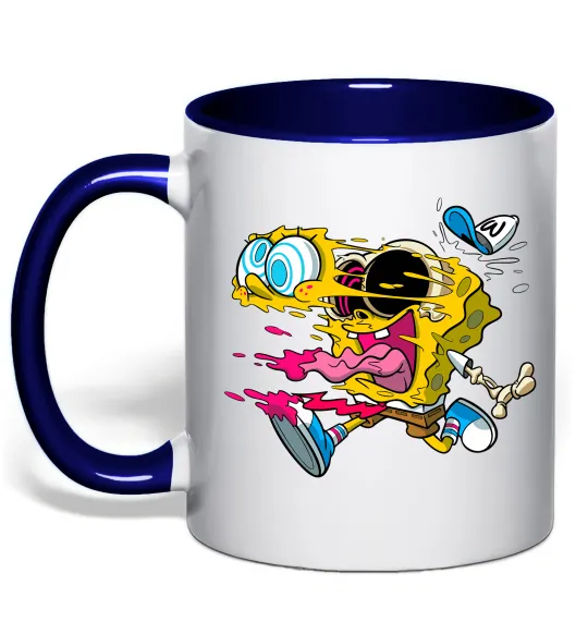 Чашка з кольоровою ручкою Губка Боб арт Глибокий темно-синій фото