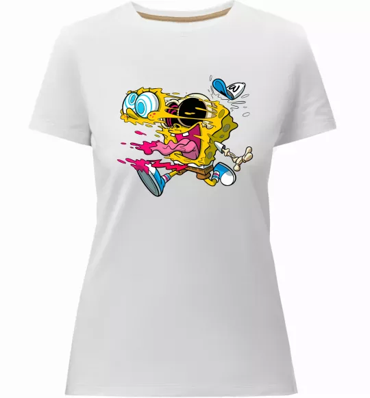 Жіноча преміум футболка Губка Боб арт Білий фото
